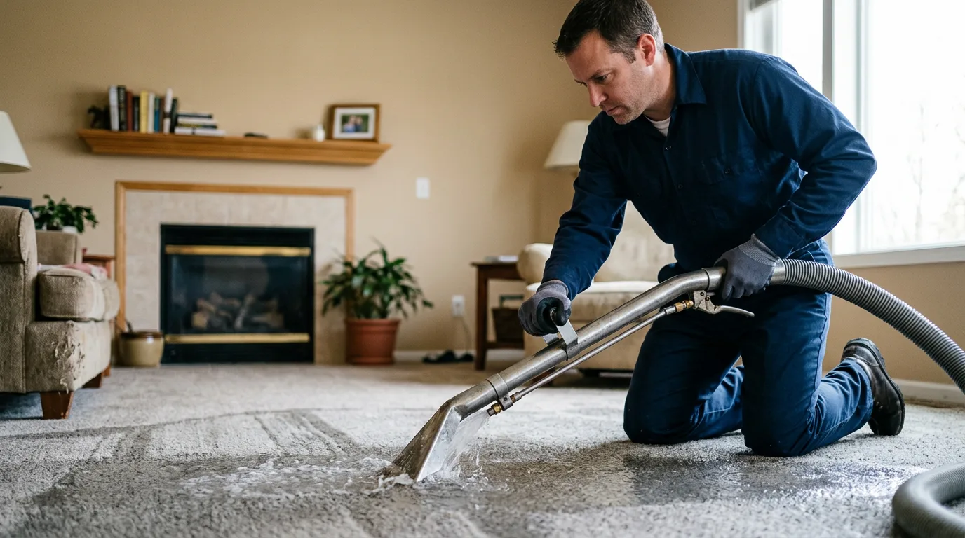 Water damage restoration technician working near Karlsruhe, ND